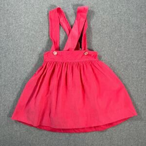 Castles & Crowns Pink Corduroy Overall Dress Girls 6 Bow Floral